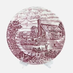 The Posthouse by Bursley Red Transferware 8 Inch Ridged Salad Plate